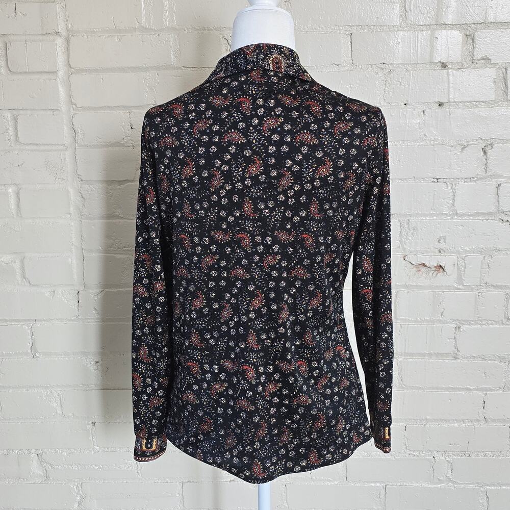 Mardi Modes Vintage 70s Paisley Blouse ┃Black Rust ┃Psychedelic Boho Whimsigoth - Picture 3 of 9